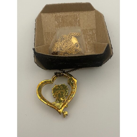 Danbury Mint Betty Boop Heart Necklace Gold Over Sterling Silver 18” Chain + Box - Picture 2 of 4